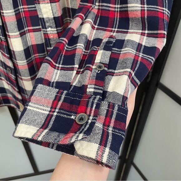 [XXL] Jach’s Men’s Red, Blue & Creme White Plaid Mid-Weight Button Down Shacket - Picture 10 of 15